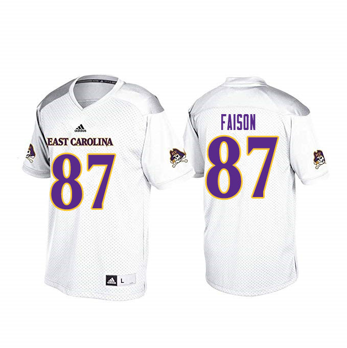 Men #87 Damir Faison ECU Pirates College Football Jerseys Sale-White